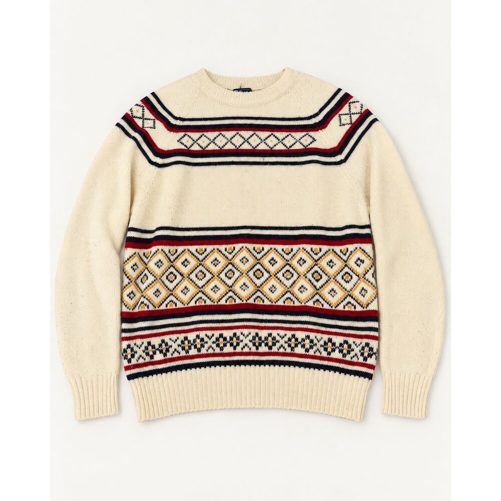 Robert Bruce Sweater L Cream Fair Isle Nordic Geometric Acrylic Pullover